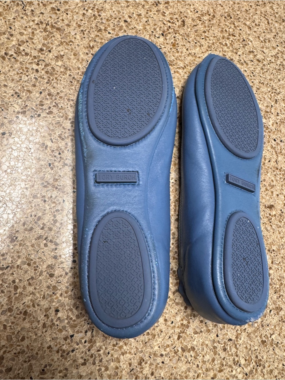 Tory Burch Blue Leather Logo Ballet Flats - Picture 12 of 16